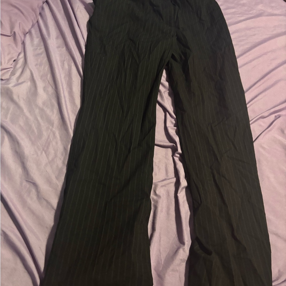 Women  Black Pinstripe Dress Pants